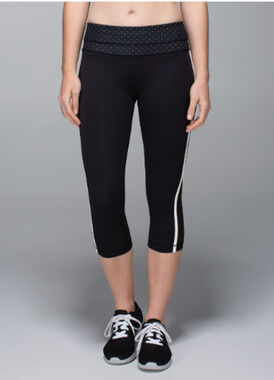 Lululemon Up The Pace Crop Leggings Sz 6 Black Sweet Spot Angel Wing Jogger Pant
